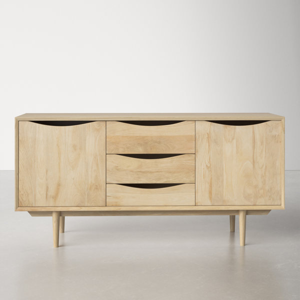 AllModern Milo 57.1'' Wide 3 Drawer Mango Solid Wood Credenza & Reviews